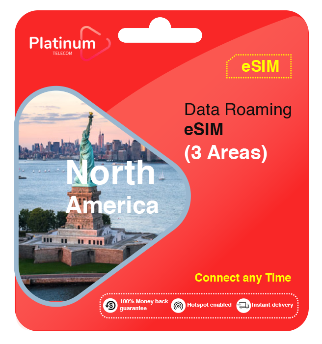 North America Roaming Data ESIM For Tourists Platinum Telecom