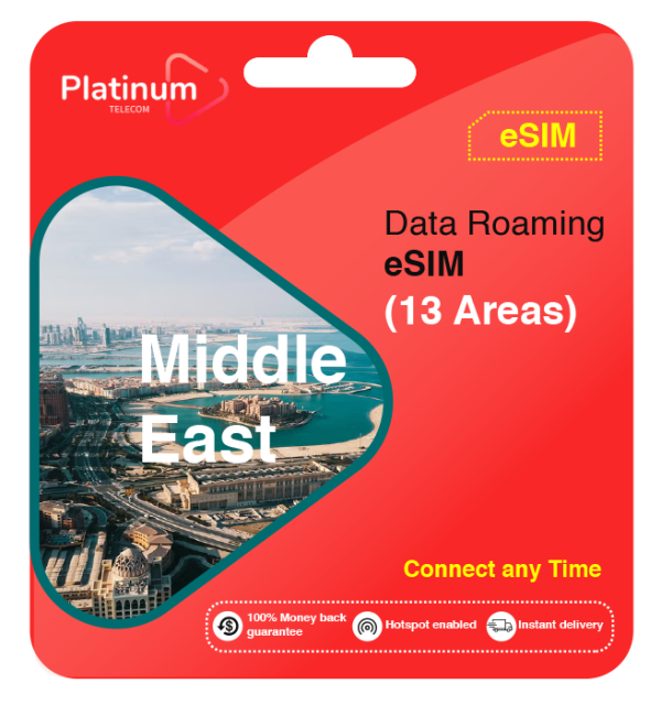 Middle East Roaming Data eSIM (13 areas)